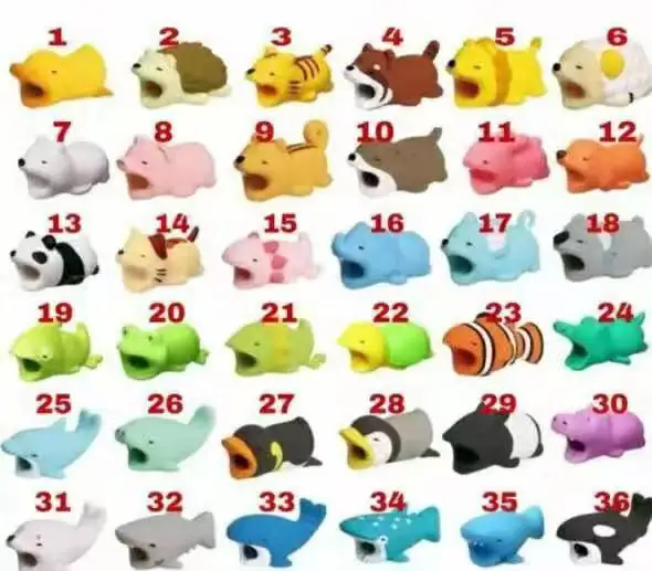 

Cute Mobile Phone Charger Charging Wire Cord USB Cable Protector Cartoon Para Animal Bite Cable Protector Cable, Black or customer request