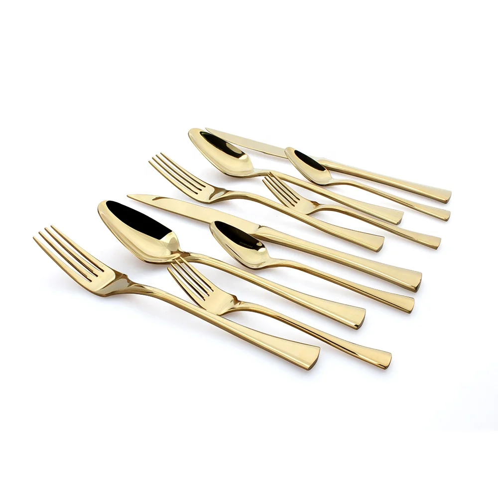 

Wholesale 18/8 spoons forks knives gold cutlery set stainless steel gold cutlery set wedding, Pvd coating gold color