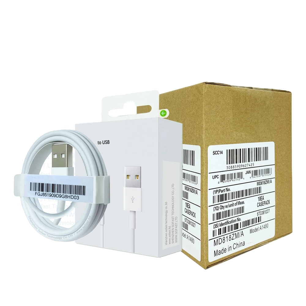 

Original foxcoon cable For apple E75 chip A1480 MD818 1M MQUE2ZM/A with box usb cable for iPhone 11 xs xr MAX USB charger