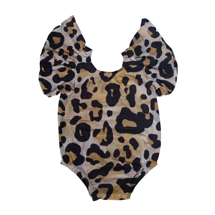 

New arrival Leopard Print Ruffle Sleeve New Born Baby Outfits Cotton Infant Rompers Jumpsuit, Snakeskin,serpa,leopard,cow print,cow hide,bull