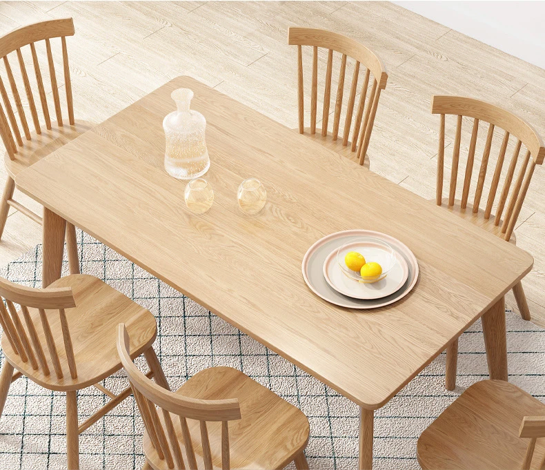 product-dining table set solid wood modern home furniture simple dining table designs in wood Nordic-1