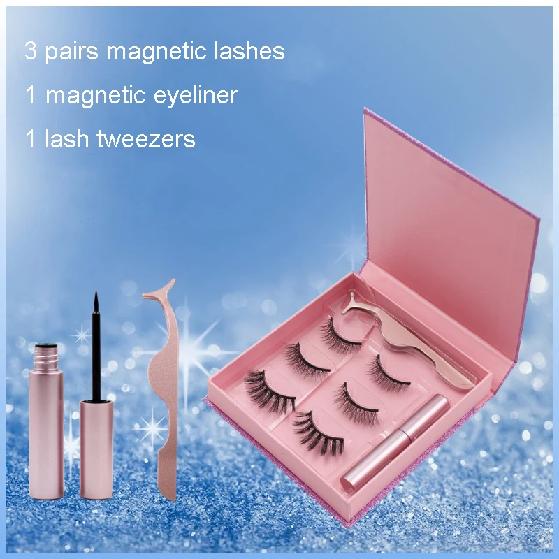 

Lashes Vendor 3 Pairs Magnetic Lashes with Eyeliner and Tweezers Set Magnetic False Eyelashes