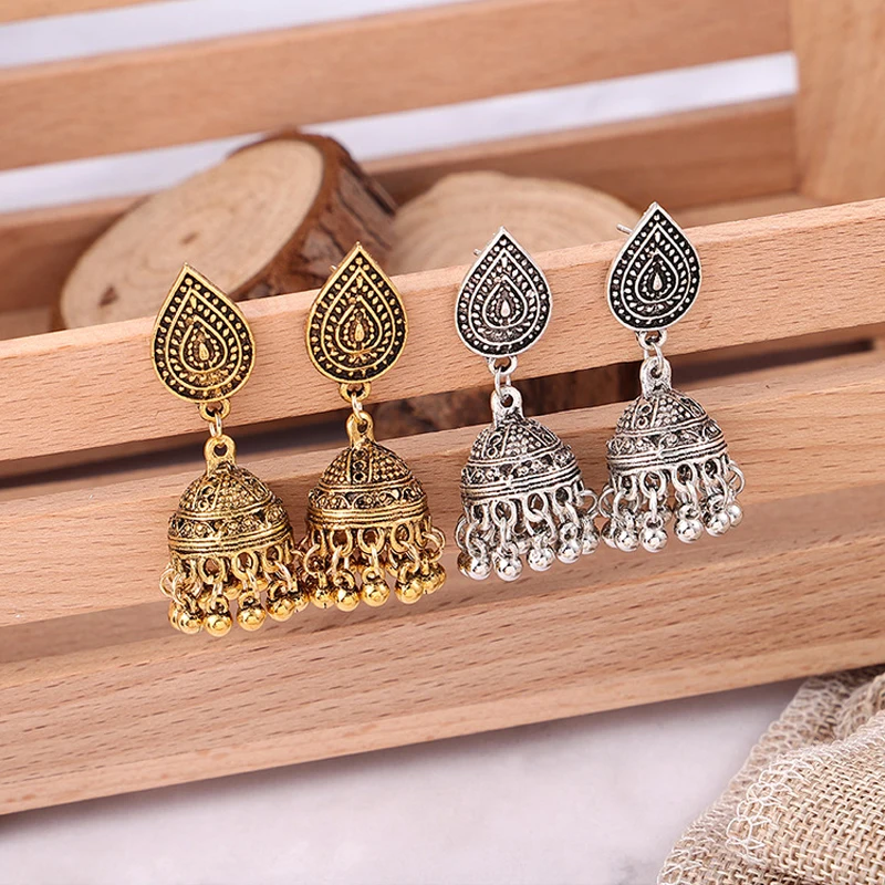 

Classical Handcrafted Charming Ethnic Style Jumka Earrings Indian Traditional Gold Jhumka Jumka Earring, As pictures