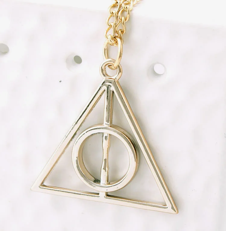 

Fashion Deathly Hallows Pendant Necklace Triangle Symbol Necklace Harry Potter Cosplay Necklace for Women Girls, Silver/gold/copper