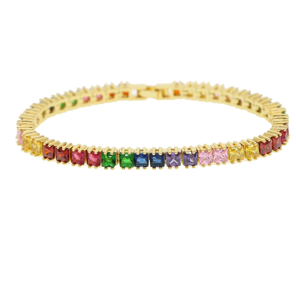 

Promotion fashion rainbow tennis women bracelet cubic zirconia cz bling jewelry