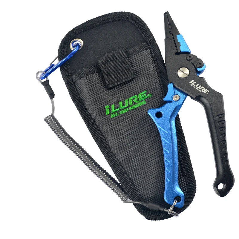 

Weihai 132g Stainless Steel fishing pliers with sheath and lanyard, Black/blue/green