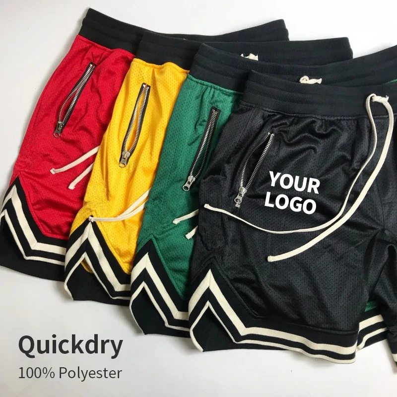 

summer running workout shorts mesh shorts custom logo polyester gym shorts for men