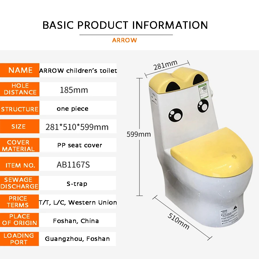 ARROW Ceramic Wash Basin Combination for Sale Cleaner Bottle Kid Toilet