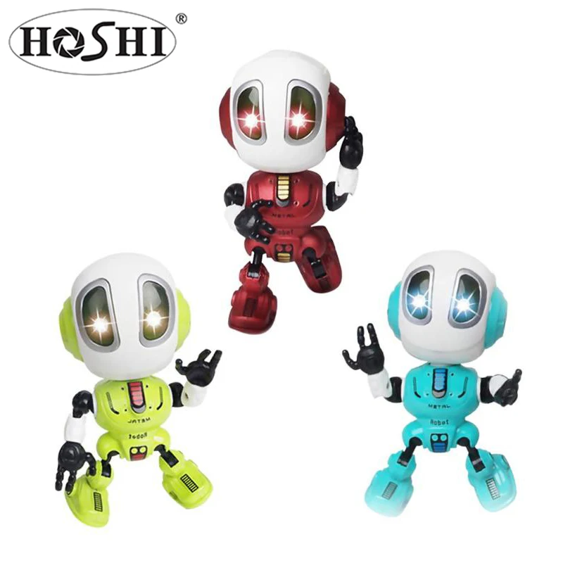 

HOSHI Q2 Smart Q Robot Toys Electronic Alloy LED Light Sound Action Figure Model Touch Control DIY Gesture Talk Smart Mini Robot, Red, green, blue