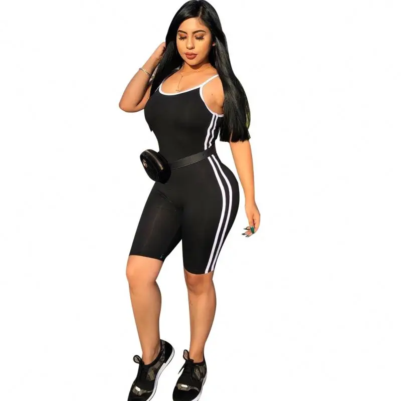 

CY094 Sexy Short Jumpsuits Solid Color Strap Backless Skinny Jumpsuits, As picture