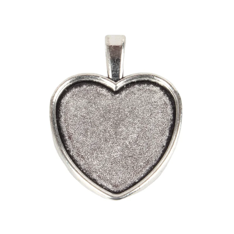 

PandaHall Heart Tibetan Style Alloy Cabochon Settings Pendant, Antique silver
