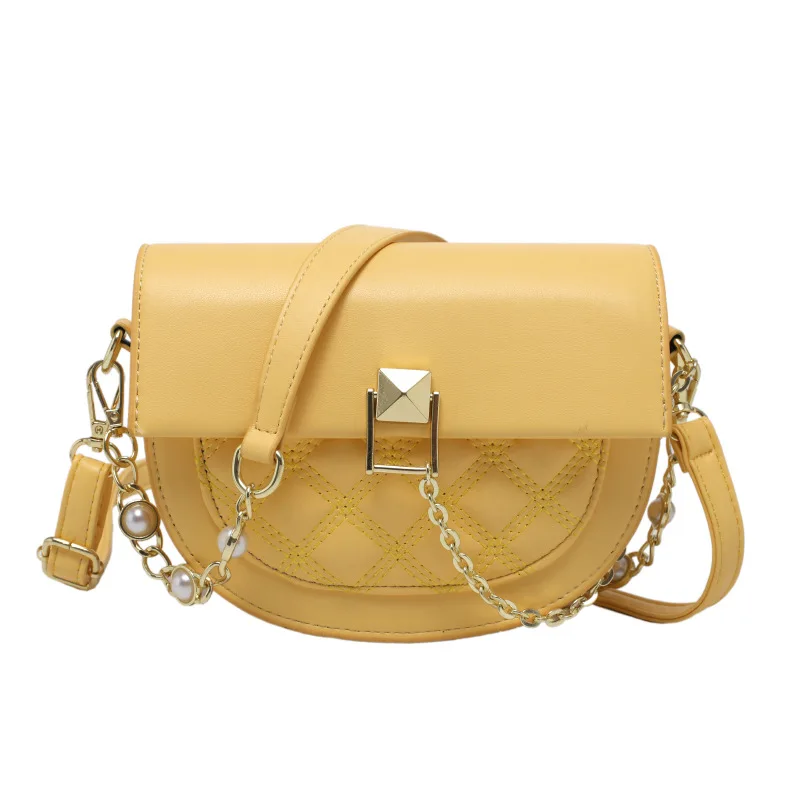 

2021 luxury lady saddle bag faux leather chain women crossbody bag, As pictures