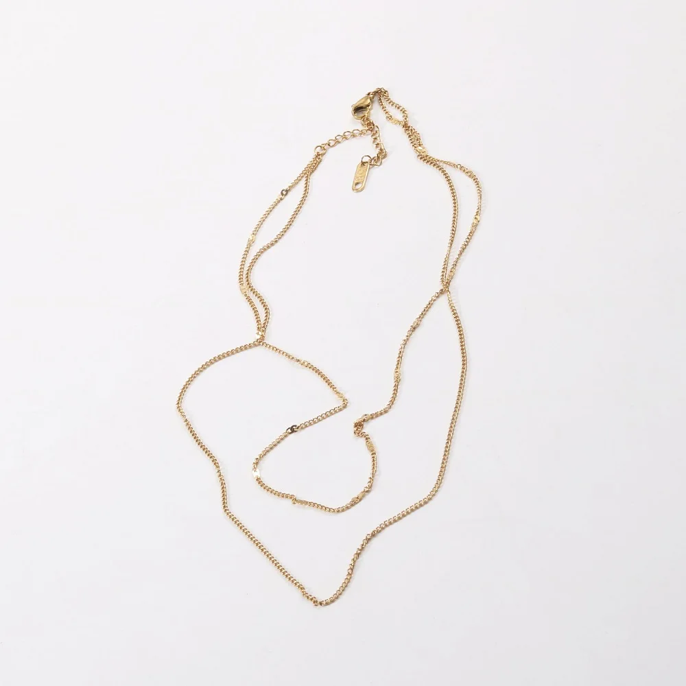 

Joolim Jewelry 18K Gold Plated Double-layer Curb Chain Necklace Stainless Steel Jewelry Wholesale