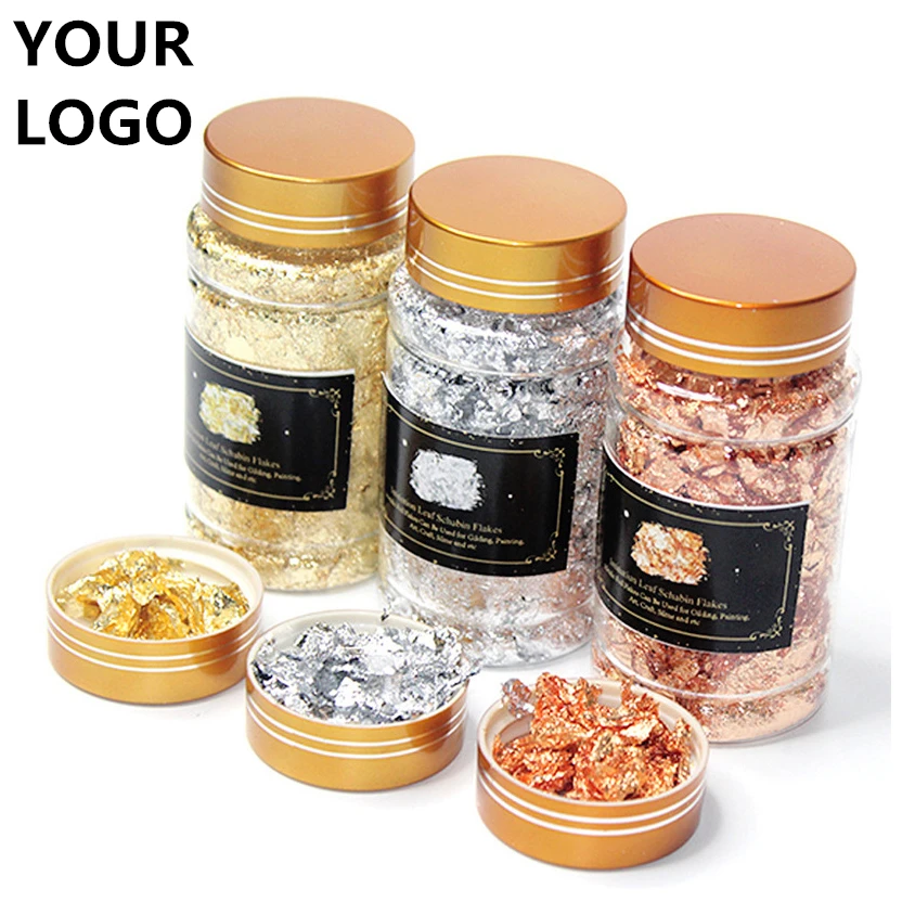 

Amazon Hot Sale Gold Foil Flakes for Resin, Gold Foil Flakes Metallic Leaf for Nails, 3 colors