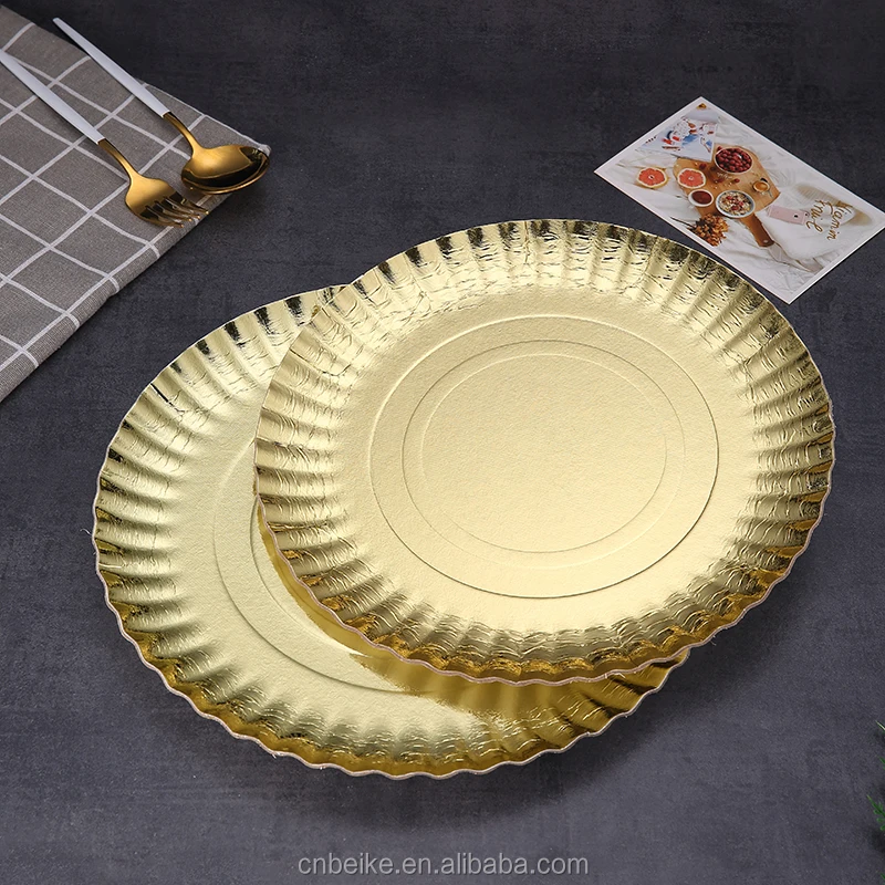 Disposable Gold Cake Tray 5 Sizes Round Shape Cake Plate Factory Cheap