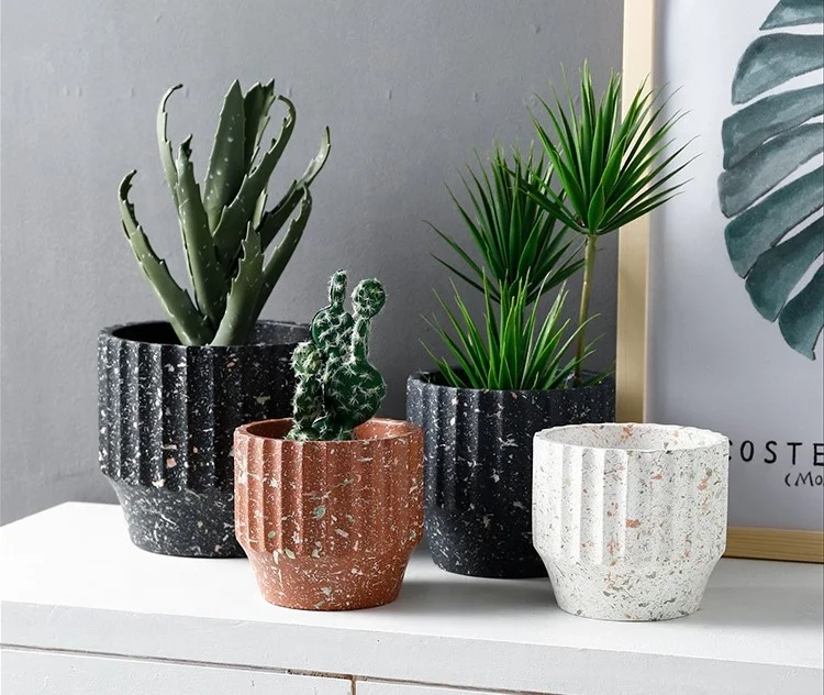 

Decorative Cement flower pot round simple personality matt blasting Nordic indoor and outdoor concrete plant pot, 4colors