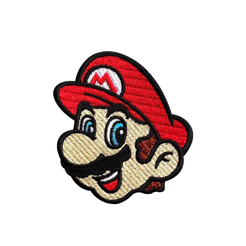 

2021 Hot Sale High Quality Bulk Free samples apparel Mario patch iron on custom embroidery patches, Custom color