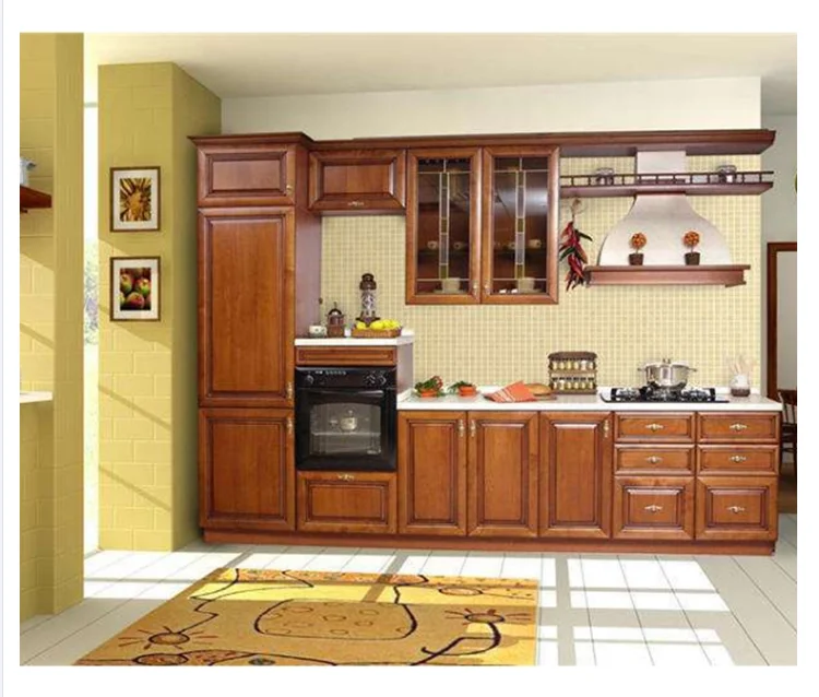 Professional High end Apartment solid wood Kitchen Cabinets