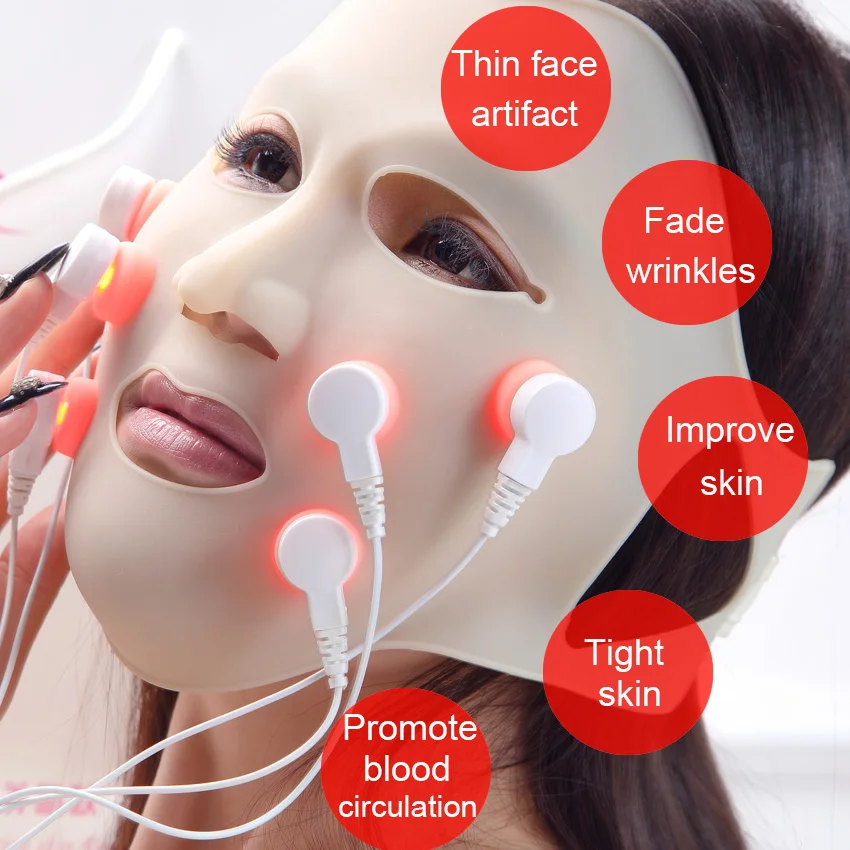 

Private label wholesale Acupoint stimulation massage vibration facial mask silicone electronic facial mask, White,pink