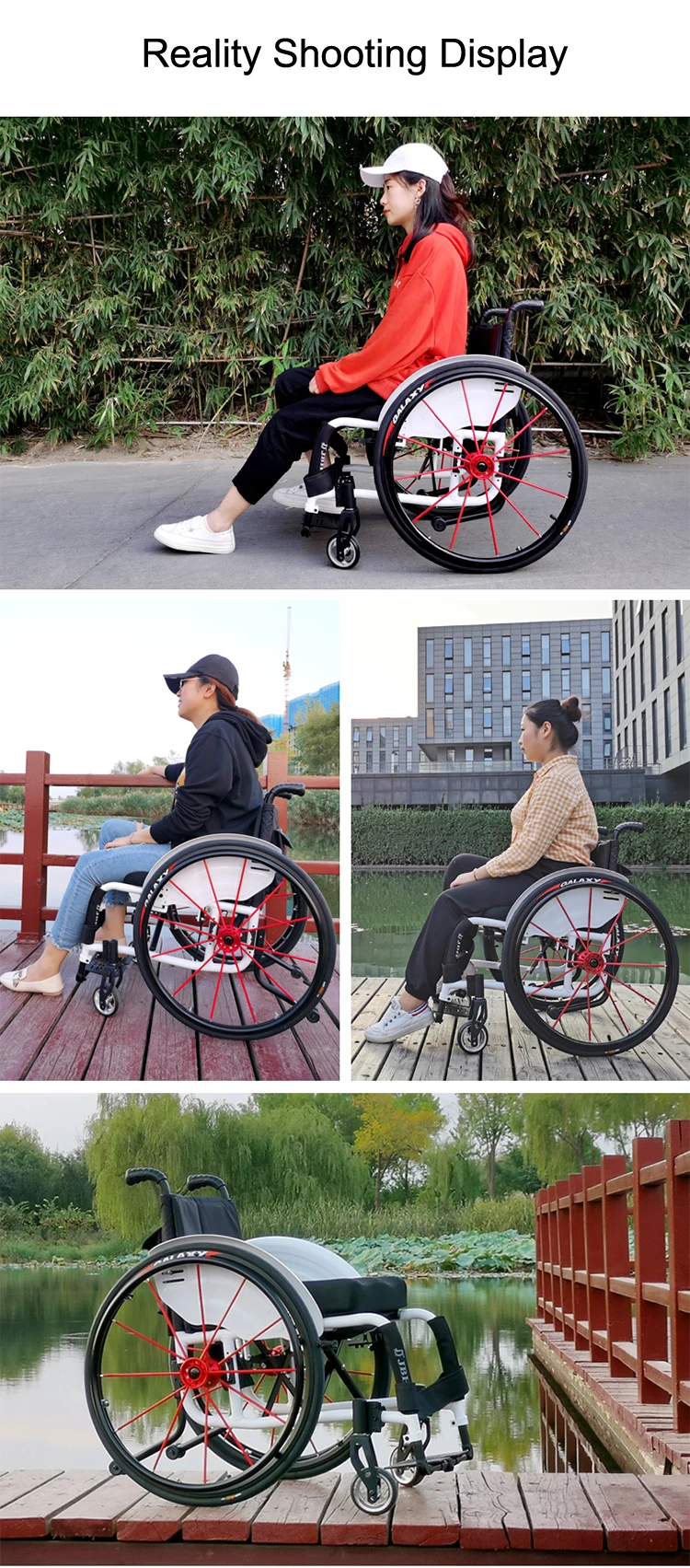 Sport Wheelchair Manual Wheelchair Folding Wheel Chair 24 Inch Aluminum Alloy Rehabilitation Therapy Supplies 4 Inch 12 KG