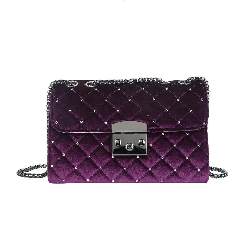 

Hot selling fashion ladies embroidery velvet sequins small shoulder crossbody bag