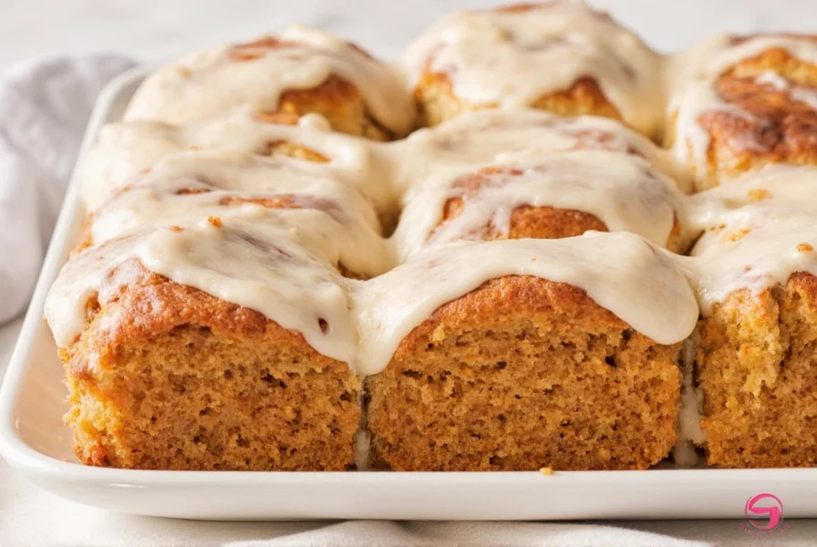 Freshly baked carrot cake cinnamon rolls with cream cheese frosting