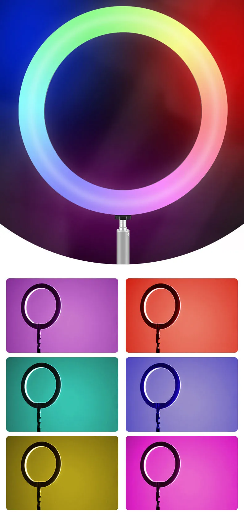 CPYP outube Video Photographic mj26 10 inch RGB Selfie Led Ring Light hoops With Tripod Stand