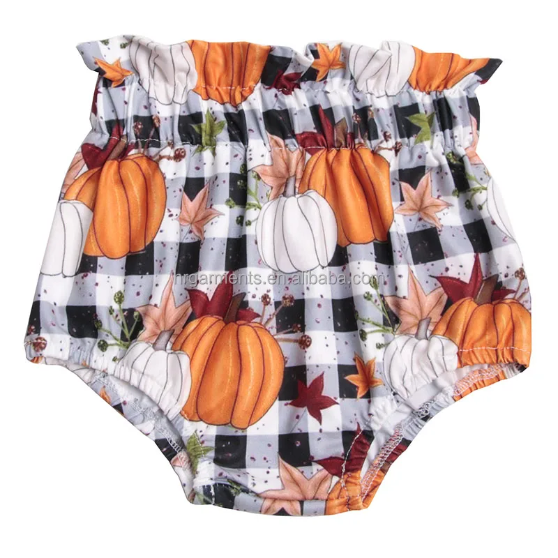 

Wholesale Checkerboard Print Halloween Pumpkin Girls Bloomers Newborn Baby Bummies Fall Kids Shorts Children Clothing, As picture