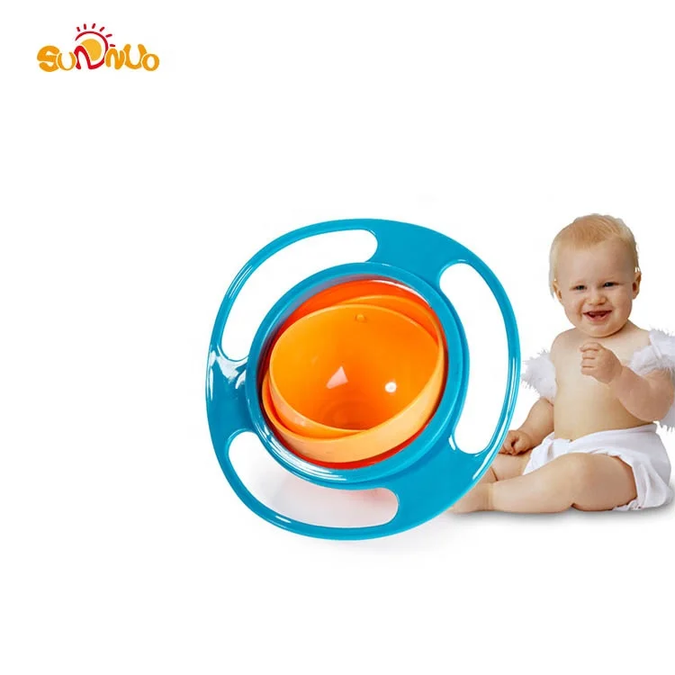 

Hot Sale 360 Degree Gyro kids Bowl Non Spill Baby Feeding Bowl Cute Gyro Baby Bowl, Blue