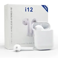 

SUNLINE2020 Hot Selling i12 tws BT 5.0 Double Calling earphones Touch Sense with charging Box i12s Wireless Stereo Earbuds