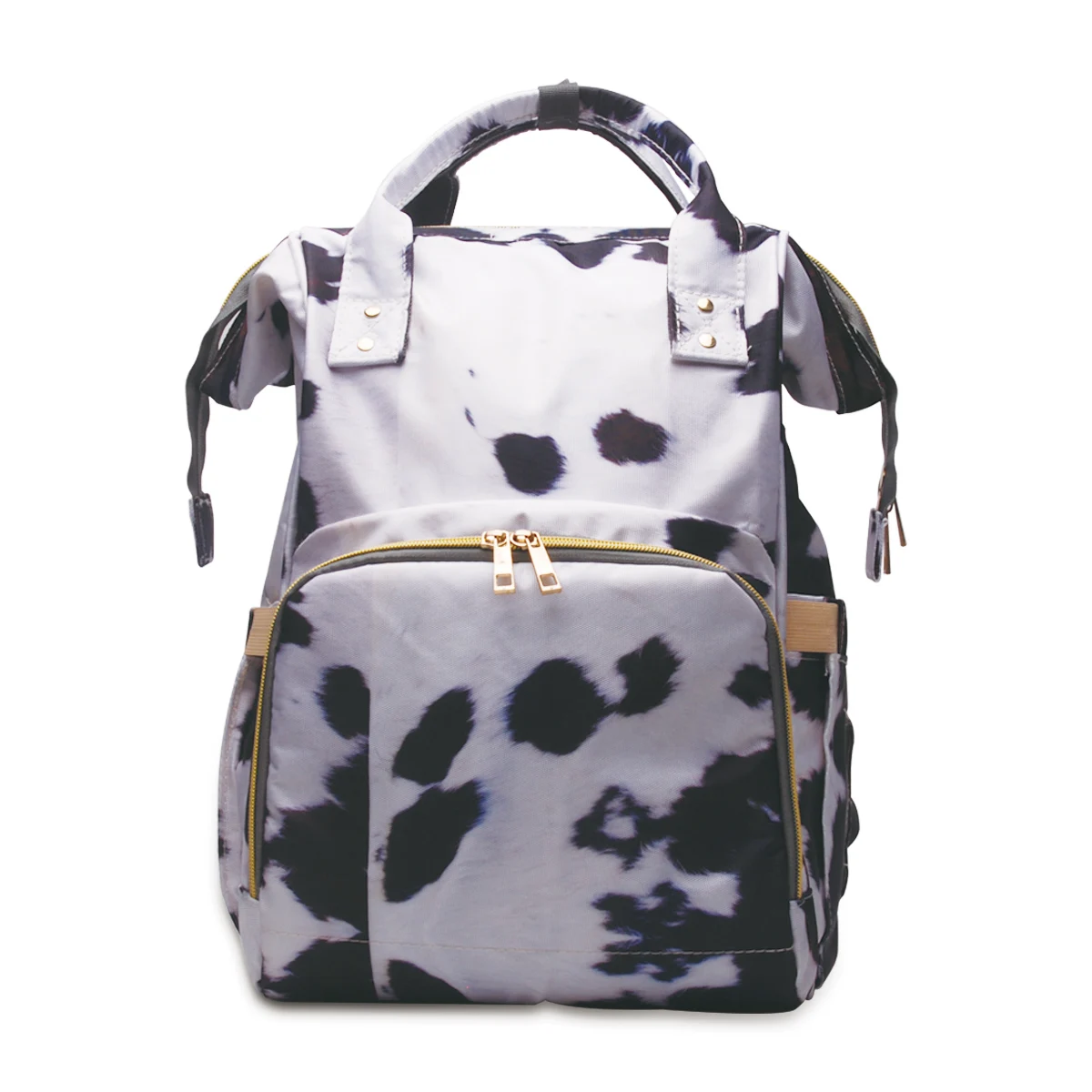 

Wholesale Cow Print Diaper Backpack Canvas Mummy Diaper Cow Hide Bag Waterproof Functional Baby Bag Diaper Backpack DOM1276