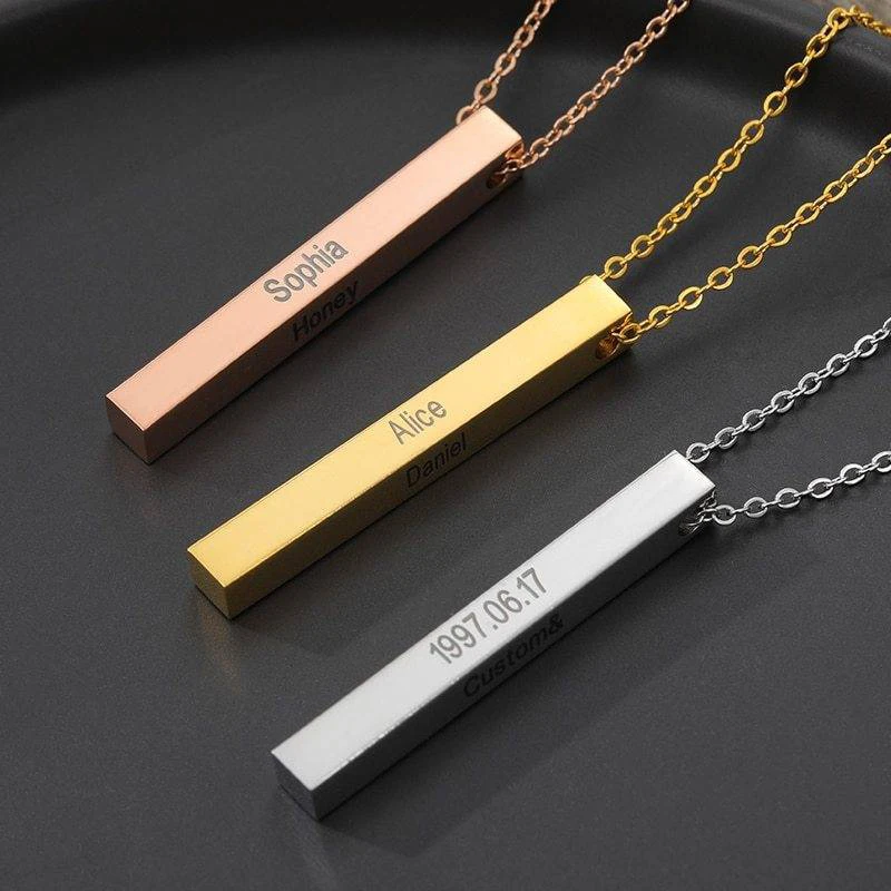 

Personalized Gold Chain Necklace Vertical Bar Necklace Idea Name Necklace Women Graduation Gift Mothers Day Gift Jewelry, Gold,silver,rose gold,gun black