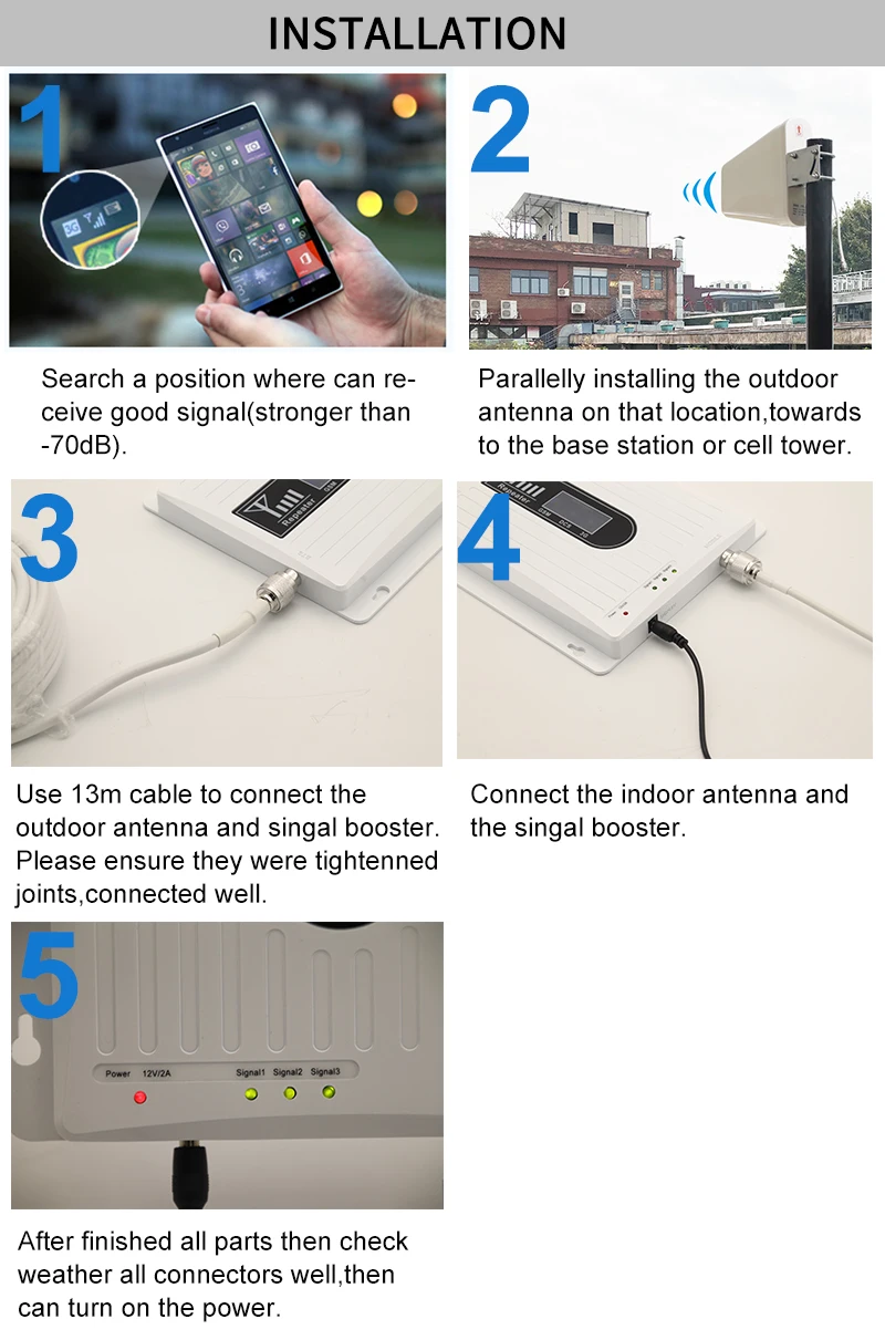 Indoor Mobile Network Booster 900 3g 2100 Lte 4g 1800 Triple Band