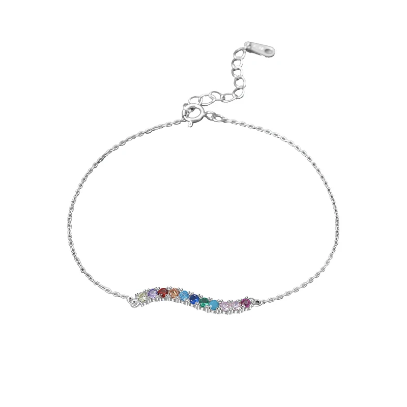 

Ladies Jewelery 925 Sterling Silver Colored Circle Zircon Bracelets For Women