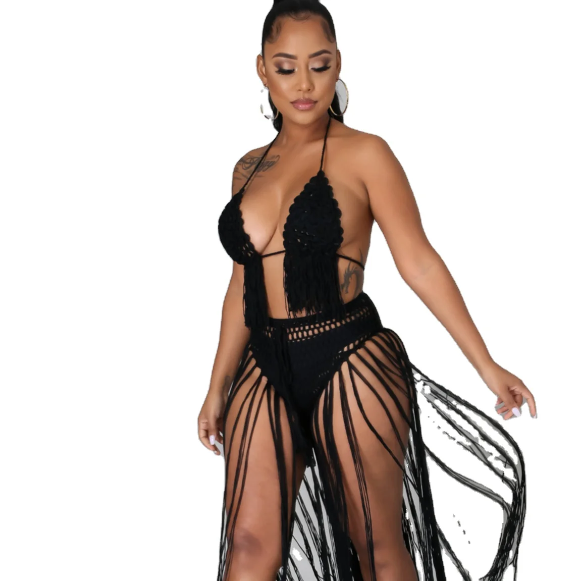 

2021 Summer New Arrival Beachwear Women Hollow Out Crochet Sexy Bikini Top Tassel women bikini sexy