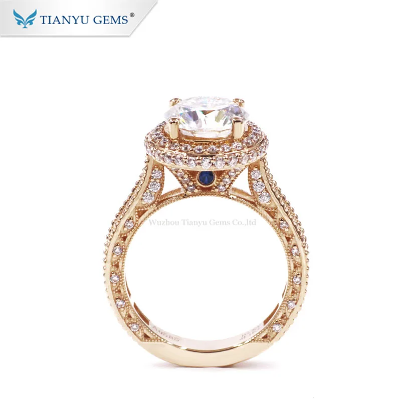 

Tianyu gems custom 14kt 18k yellow gold engagement bague de mariage en or 1carat vvs real moissanite wedding ring for women