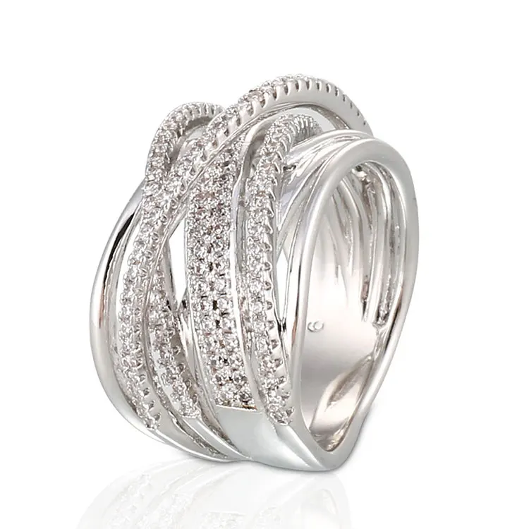 

2019 Factory Wholesale Custom Luxury Women'S Engagement Anniversary Cz Diamond Silver Ring