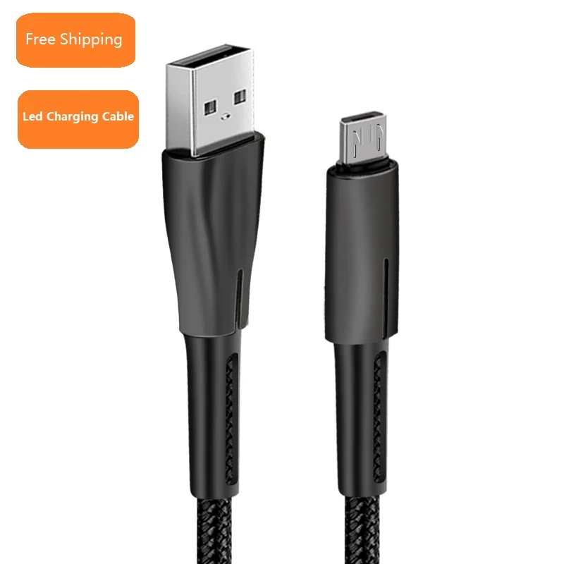 

ICEBINGO Free Shipping Nylon Braided Micro USB LED Breathing 2.4A Fast Charge USB Data Cable For huawei For Oppo
