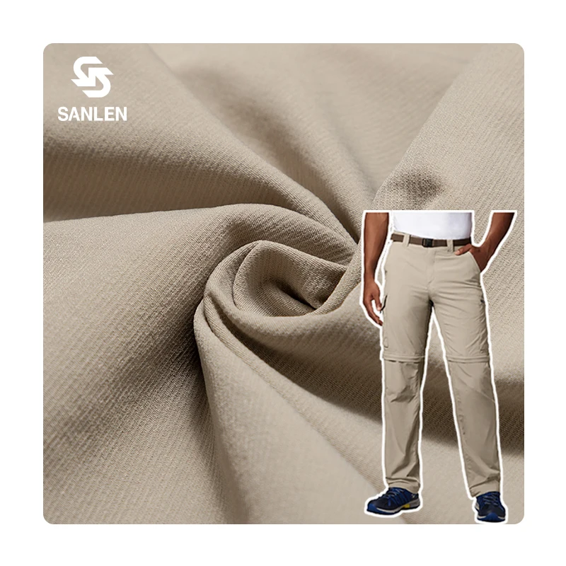 Hiking Elastic 320D 90 Nylon 10 Spandex Sports Pants Outdoor 4 Way Stretch Fabric 240gsm Khakhi Boys Pants