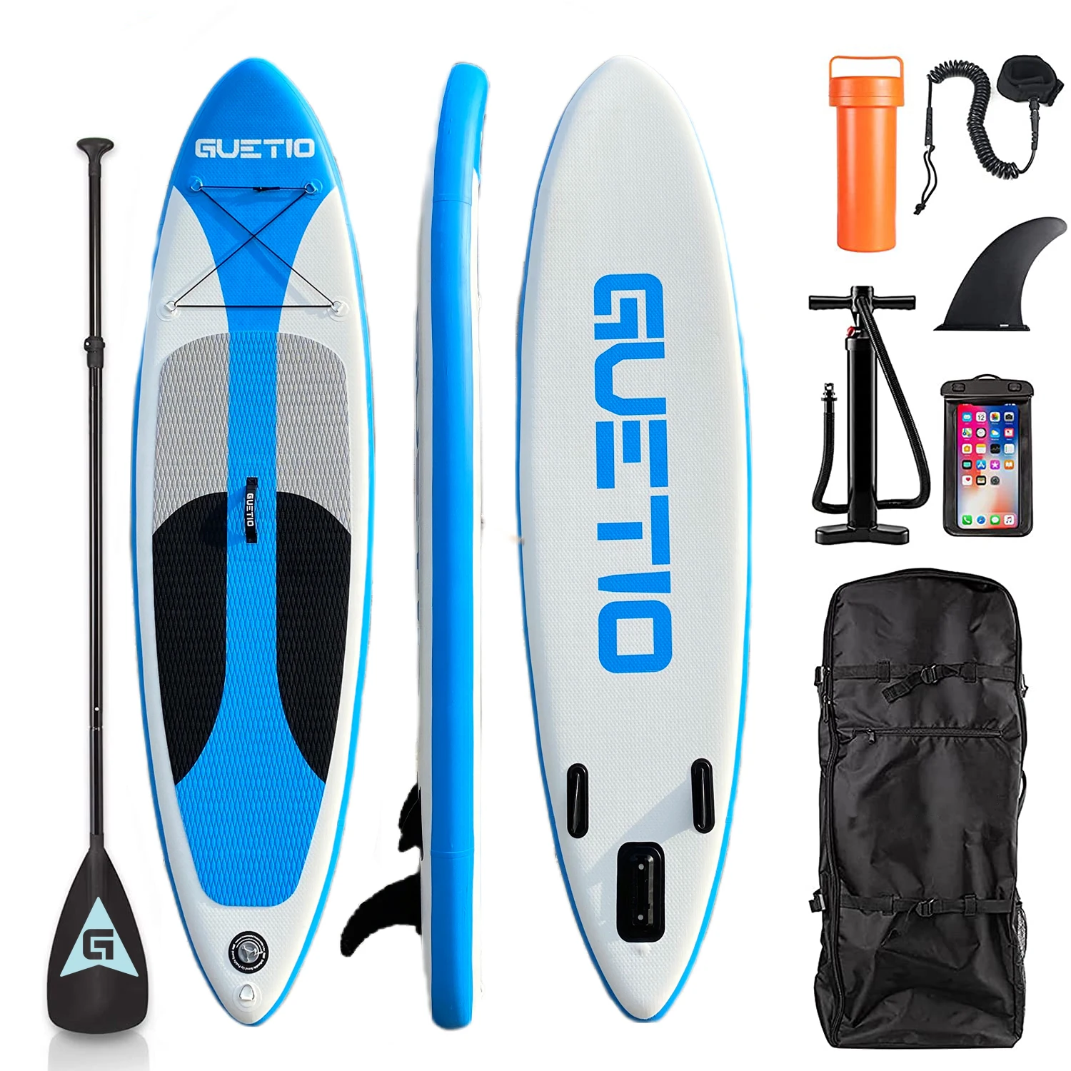 

GUETIO Factory Supply Wholesale 10ft Supboard Inflatable ISUP Stand Up Paddle Board SUP Standing Up Paddleboard, Customized color