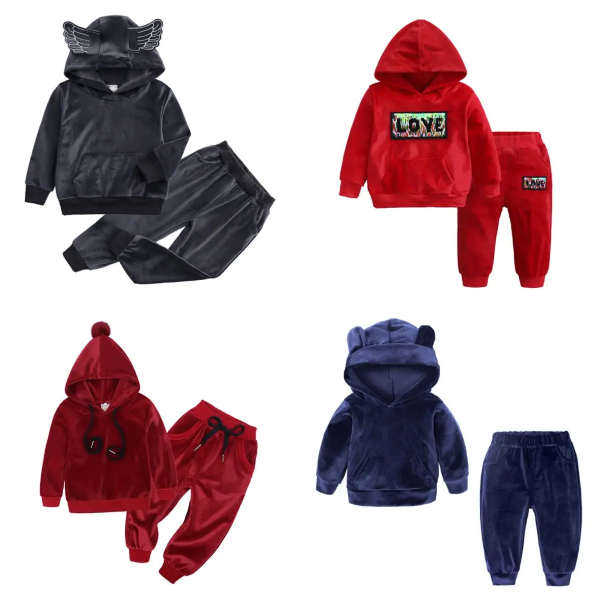 

Child Clothing Sets Two Piece Outfits Velvet Drawstring Bag Kids Hoodies Size 5 Two Piece Shorts Set Clothing