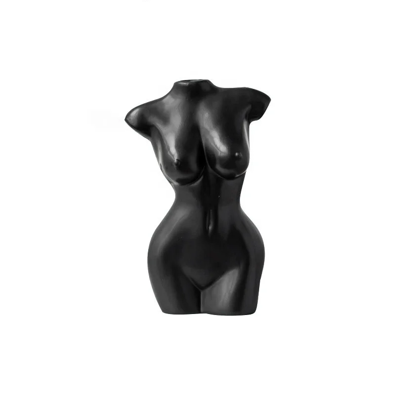 

Fancy home decor girl female body butt shape molding vases, White/black/gold