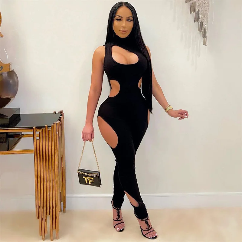 

Cut Out Sexy Sleeveless Rompers Womens Jumpsuit Pants Streetwear Skinny Jumpsuits Hot One Piece Summer Outfits 2021 C13741