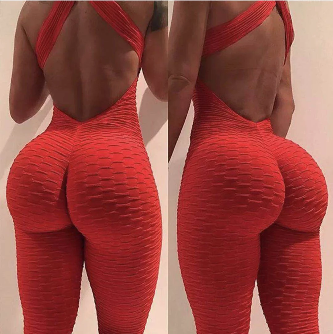 

Womens Summer High Waist Yoga Anti Cellulite Bottom Push Up Leggings Jumpsuits, Customized