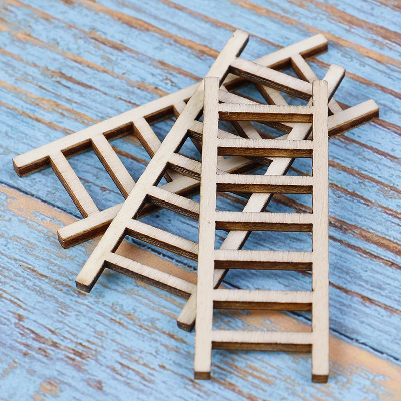 

3 PCS/lot Fairy Garden Decor Dollhouse Miniature Wood Step Ladder Furniture Tools 1:12 Dollhouse Miniature