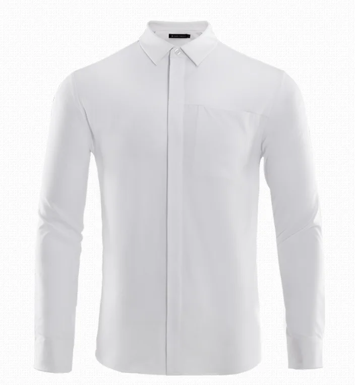 

High quality men's business breathable casual long-sleeved shirt, Black blue / white/light blue