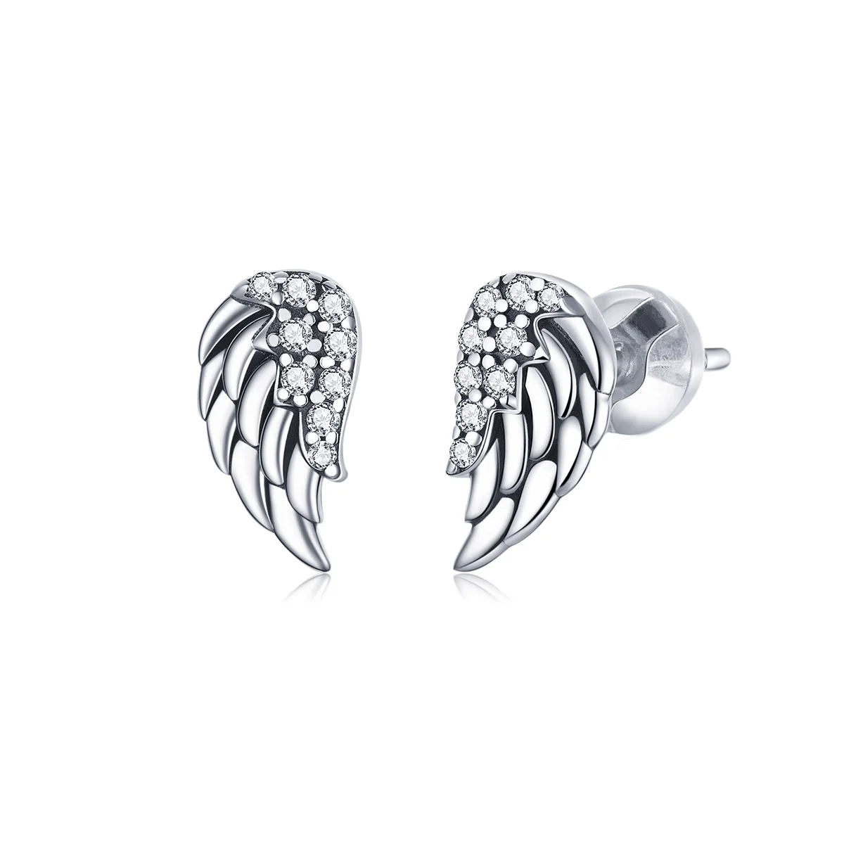 

100% Real 925 Sterling Silver Dazzling Vintage Wings Stud Earrings