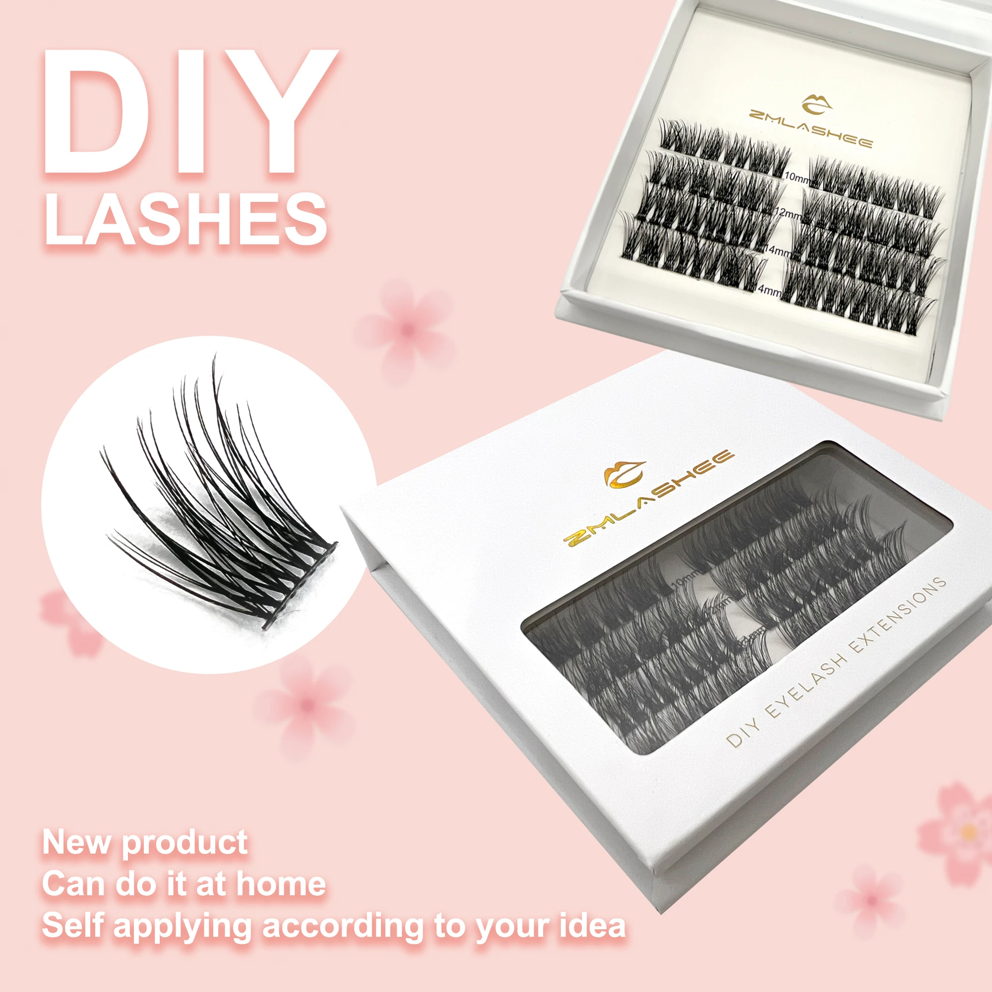 

DIY Home Lash Extensions Full Kit Segmented Eyelashes Suit Boxes Customizable Packaging Box With Logo