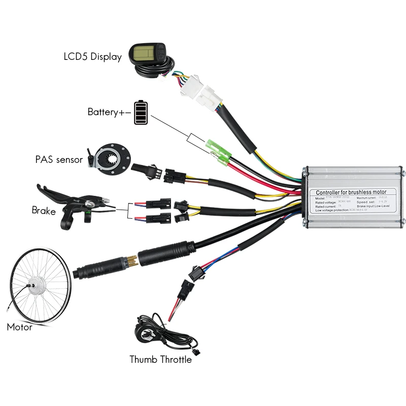 KT 36V 48V Aluminum Accessory Brushless Electric Bike Scooter Controller Light Function Compatible 250W Electric Bicycle Parts