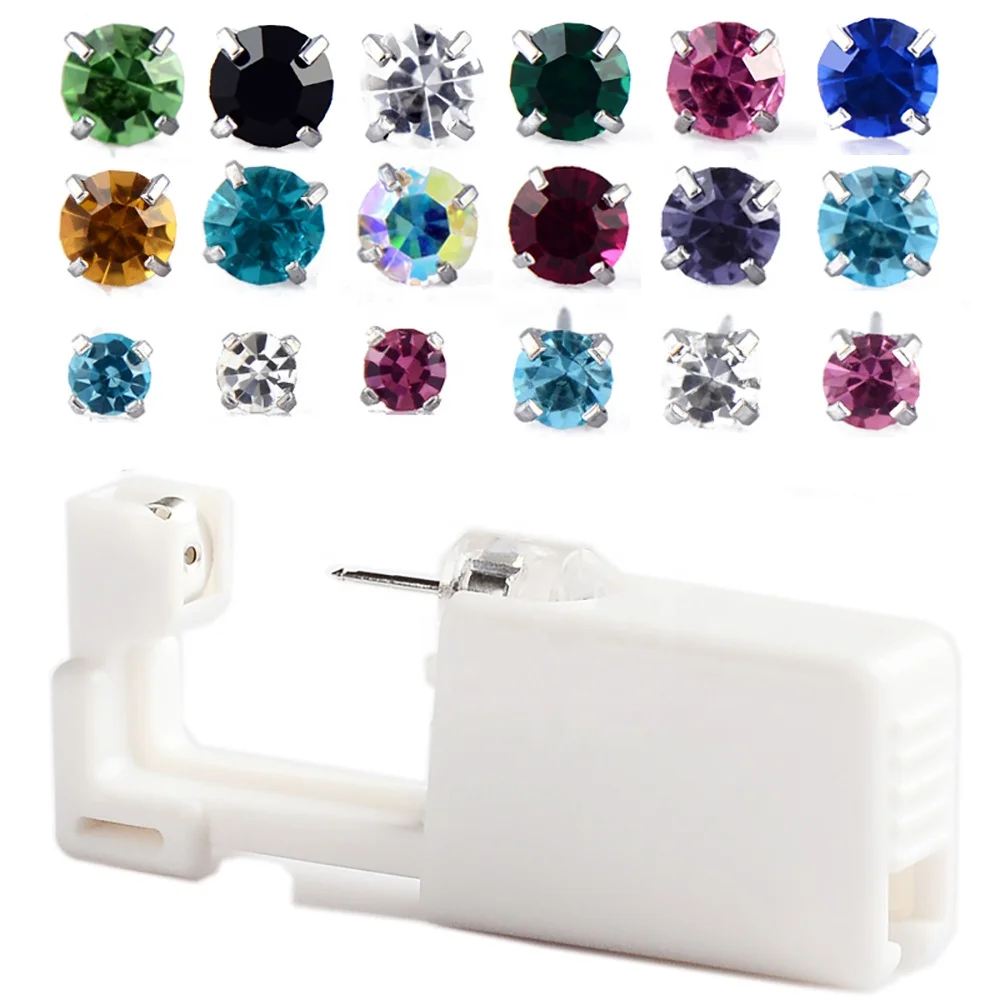 

24PCS/Box Disposable Ear Piercing Gun CZ Earring Tragus Helix Piercing NO PAIN Piercer Tool Machine Kit Body Piercing Jewelry